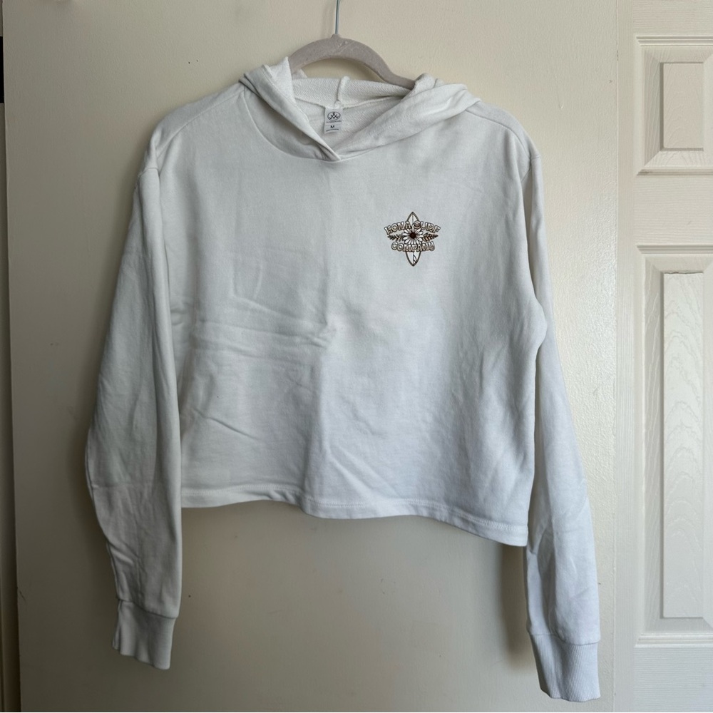 White Cropped Hoodie with Logo